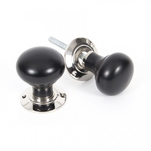 Ebony Mortice/Rim Beehive Knob Set - Aged Brass Roses